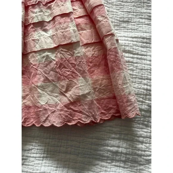 LoveShackFancy Chennedy Pink Gingham Scalloped Mini Dress - Size 00 - Picture 9 of 12